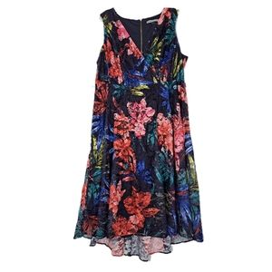 Danny and Nicole Lace Floral High Low Hem Dress